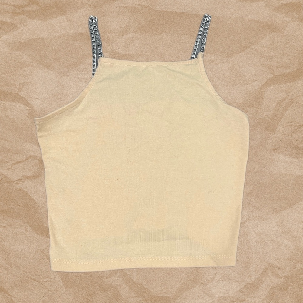 Cream Camisole with Silver Chain Straps